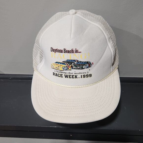 VTG 90s Daytona Beach NASCAR Racing 1999 Trucker Mesh Snapback Hat Cap - Picture 5 of 15